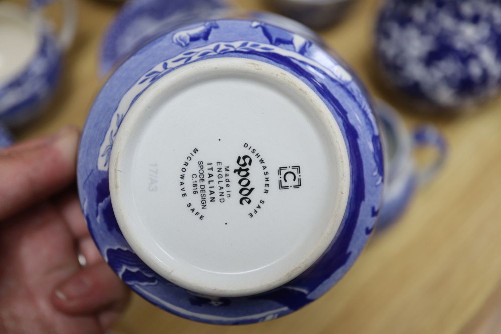 A group of Copeland Spode and other blue and white ceramics